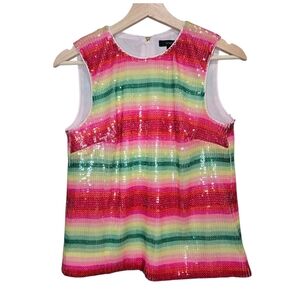 J Crew Watermelon Stripes Sequin Top